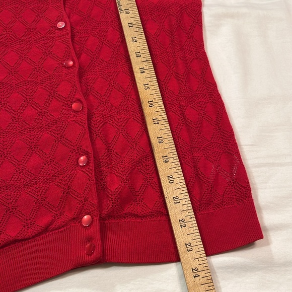 Talbots size SP red button down short sleeve cardigan - Picture 8 of 10